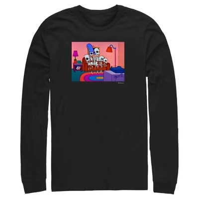 Men's  Skeleton Family Inside House Long Sleeve Shirt black