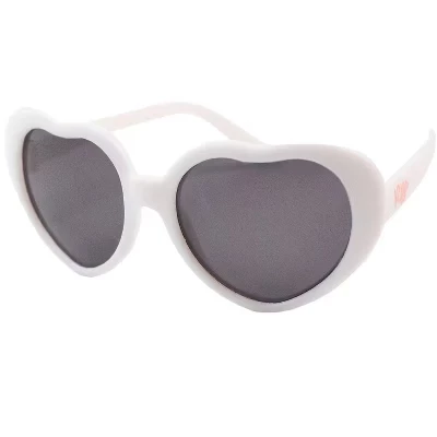 Girls BPA‑Free Flexible Polarized Polycarbonate Heart Shaped Sunglasses white
