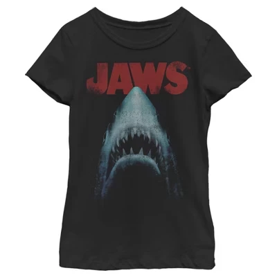 Футболка для девочек Jaws, классический постер, черная