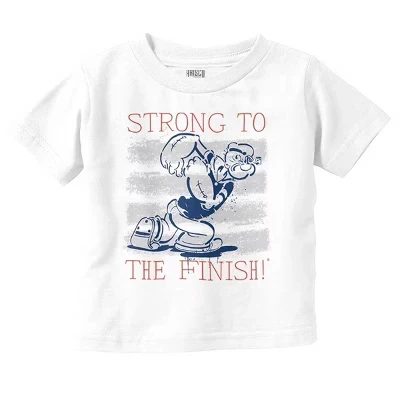 Футболка с рисунком из мультфильма Popeye Strong to the Finish для малышей лицензионного белого цвета