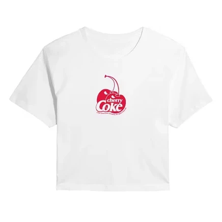 Женская укороченная футболка с логотипом Cherry Coke, белая