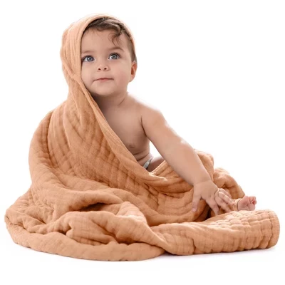 Полотенце с капюшоном Comfy Cubs, муслин, карамельное
