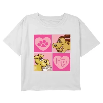 Укороченная футболка с рисунком Girl's Paw Squares Graphic белого цвета