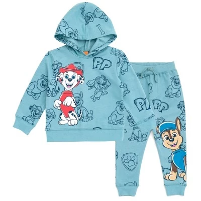 Paw Patrol Rubble Marshall Chase Флисовый пуловер с капюшоном и брюками, комплект одежды от Маленького ребенка до Большого ребенка синего цвета