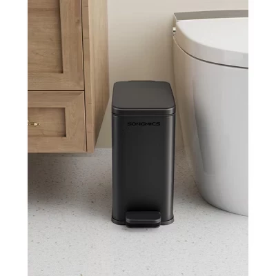 Ведро для мусора SONGMICS HOME Slim 10 л с педалью, черное