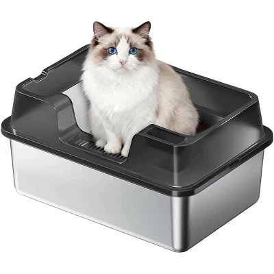 Лоток для кошек CuisinSmart из нержавеющей стали XL, черный