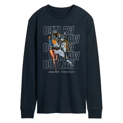 Мужская футболка Outlaw Boba Fett с длинным рукавом и графическим рисунком, синяя