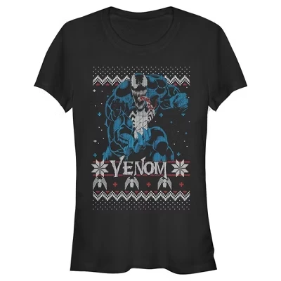 Женская футболка Marvel Ugly Christmas Pose для юниорок черная