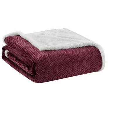 Ультра плюшевое и уютное плетеное одеяло из искусственной овечьей шерсти сливового цвета