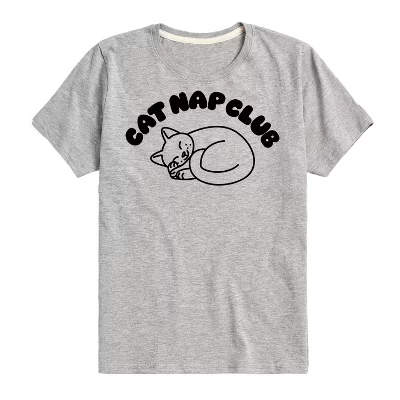 Детская футболка Instant Message Cat Nap Club, серый меланж