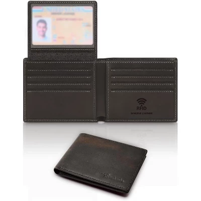 Мужской кожаный бумажник LEVEN SIXTEEN с RFID, 2 окна, коричневый