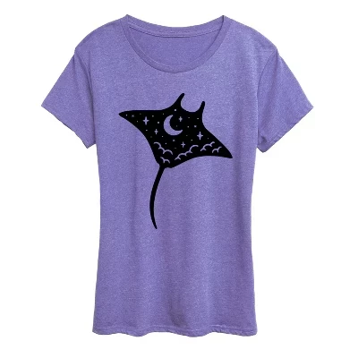 Женская футболка с коротким рукавом и рисунком ската Ночного неба heather periwinkle
