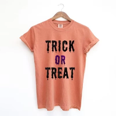Женская футболка с коротким рукавом Trick Or Treat с пышным принтом и крашеным бататом