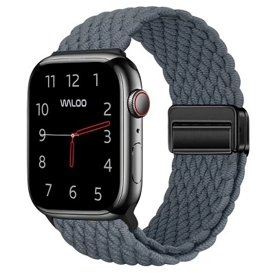 Плетеный нейлоновый ремешок с магнитной петлей для Apple Watch серого цвета