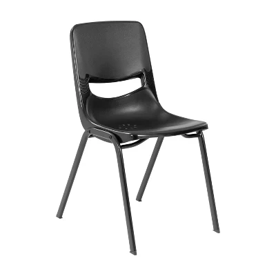 Складываемый классный стул Flex Comfort с эргономичной гибкой спинкой и прочной стальной рамой черного цвета с порошковым покрытием