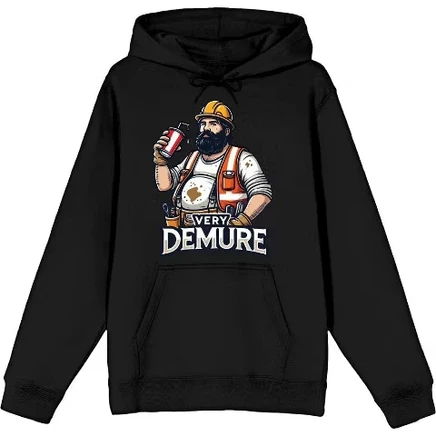 Very Demure Construction Worker Adult Long Sleeve Hoodie black