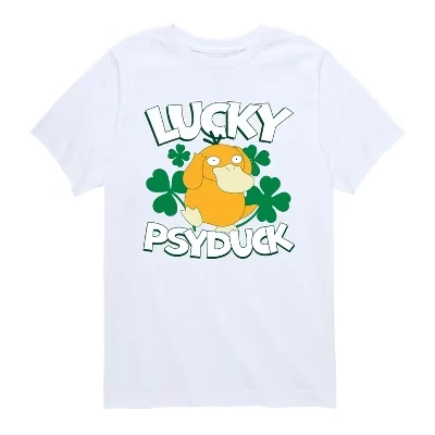 Футболка с коротким рукавом и рисунком Psyduck для мальчиков - Pokémon - Lucky, белая