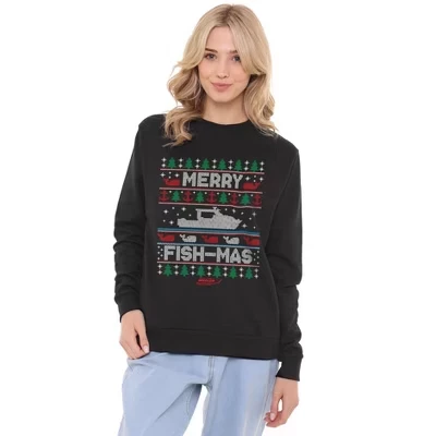 Женская толстовка Boston Whaler Christmas On A Whaler Crew черного цвета