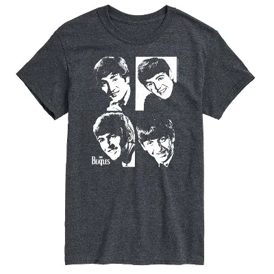Мужская футболка John Paul George Ringo Face Grid с коротким рукавом и графическим рисунком heather charcoal