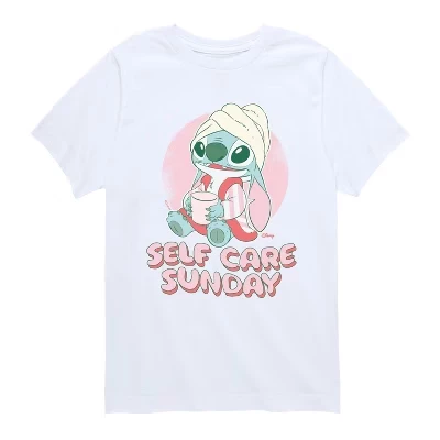 Футболка с коротким рукавом и рисунком Stitch Self Care белого цвета