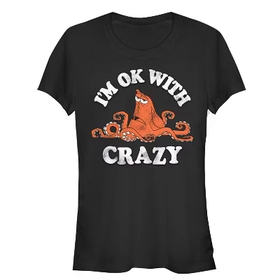 Juniors Womens  Hank Ok With Crazy T-Shirt black