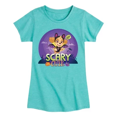 Футболка для девочек - Paw Patrol - Halloween Skye Scary Cute с коротким рукавом и рисунком бирюзового цвета