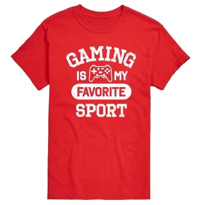Мужская футболка с коротким рукавом Gaming Is My Favorite Sport красного цвета с графическим рисунком