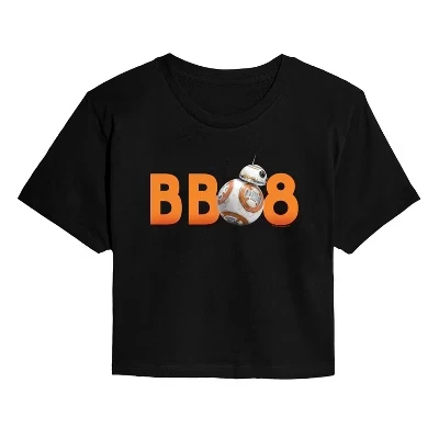 Женская укороченная футболка с рисунком BB8, черная