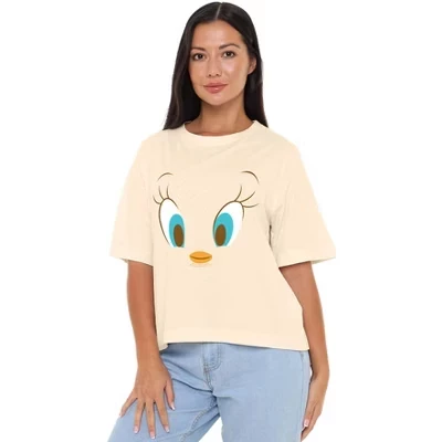 Женская укороченная футболка Looney Tunes Tweety, белая
