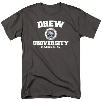 Мужская футболка с официальным логотипом Drew University Circle, выполненная углем
