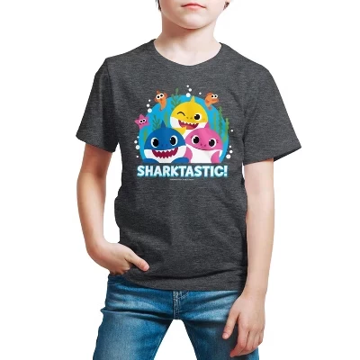 Детская футболка baby shark Sharktastic, темно-серый меланж