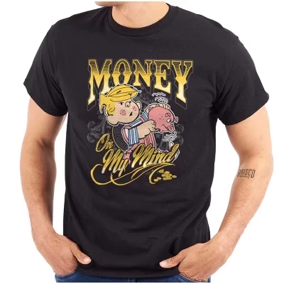 Футболка с графическим рисунком Dennis The Menace Money On My Mind, мужская или женская, лицензионная черная