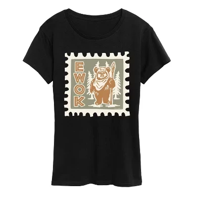 Женская футболка с коротким рукавом и рисунком Ewok Stamp, черная