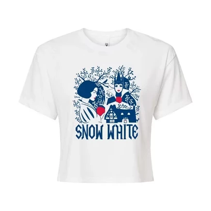 Женская укороченная футболка Snow White Pattern, белая