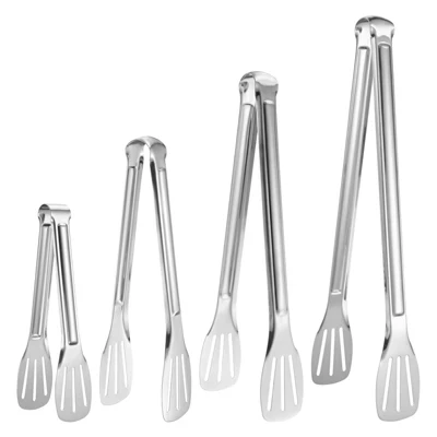 Grill 304 Stainless Steel Non-Slip Locking Durable Tongs 4 pcs