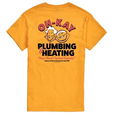 Мужская футболка Ohkay Plumbing с коротким рукавом и графическим рисунком золотистого цвета