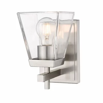 Коллекция Lauren 1-Настенное бра Light - Современный дизайн из стекла и стали с расширяющимися краями, серебро с влагостойким покрытием