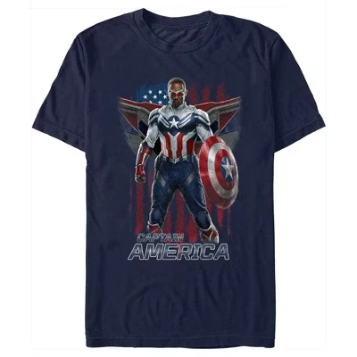 Мужская футболка The Falcon and the Winter Soldier Captain America Ready темно-синего цвета
