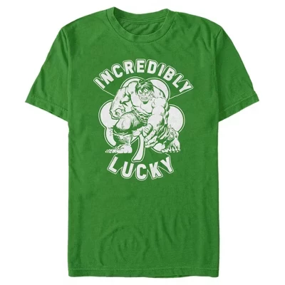 Мужская футболка Hulk Lucky Clover с изображением Халка на День Святого Патрика, зеленая