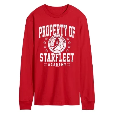 Men's -  - Property of Starfleet Long Sleeve Graphic T-Shirt red
