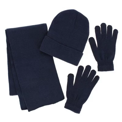 One Size Winter Beanie Hat Gloves and Scarf Set by Wootie blue