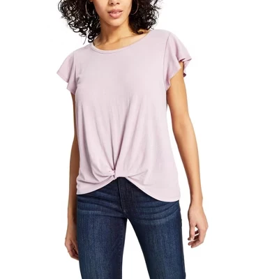 Базовая футболка Womens Juniors Twist Hem фиолетового цвета