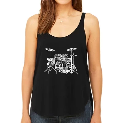 Женская струящаяся майка премиум-класса Word Art - Drums black
