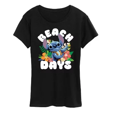 Женская футболка Lilo & Stitch Beach Days, черная
