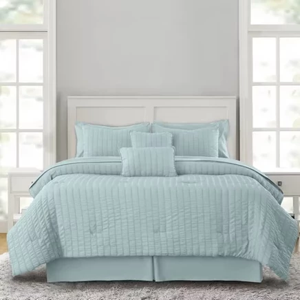 Постельный набор Lux Decor, 10 предметов, king, аква-синий