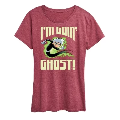 Женская футболка с коротким рукавом I'm Goin Ghost с графическим рисунком бордового цвета