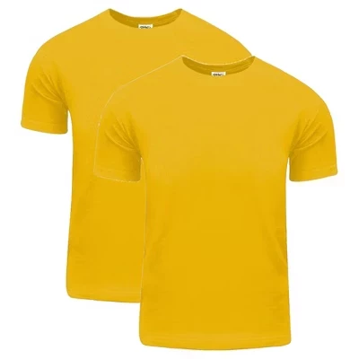 Мужская хлопковая футболка Active Comfort с коротким рукавом и круглым вырезом из 2 упаковок желтого цвета