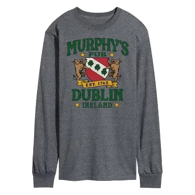 Мужская футболка Murphys Pub Dublin с длинным рукавом и графическим рисунком heather charcoal