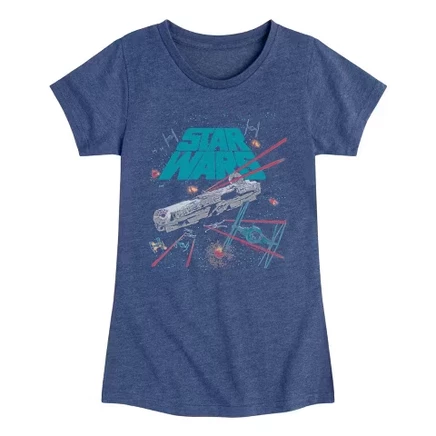 Футболка для девочек Star Wars Millennium Falcon, темно-синяя