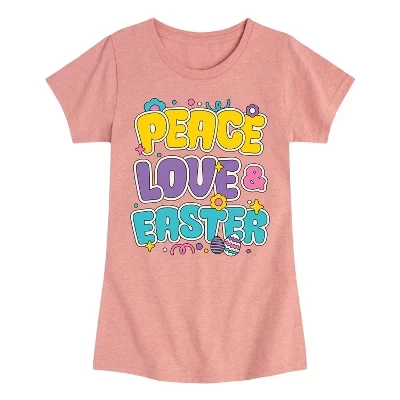 Приталенная футболка Peace Love Easter с коротким рукавом и рисунком desert pink
